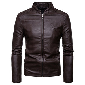 Men Leather Jackets Autumn New Men's Korean Style Slim Collar PU Leather Jacket