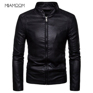 Men Leather Jackets Autumn New Men's Korean Style Slim Collar PU Leather Jacket